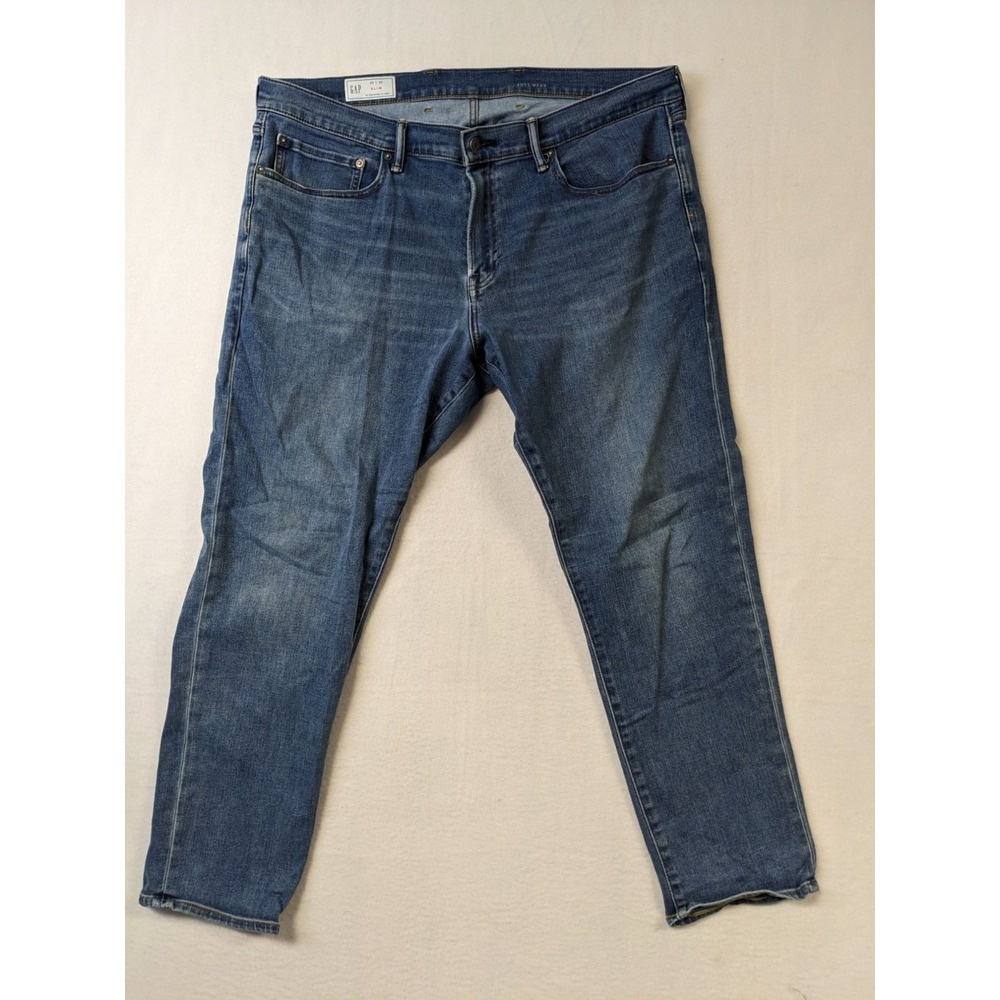 Gap Mens Jeans 40 x 30 Slim Fit Blue Denim Sustainable Cotton Blend Mid-Rise